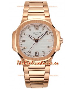 Patek Philippe Nautilus 7118R 35MM 1:1 Oro Rosado Dial Blanco Reloj Réplica Espejo 1:1