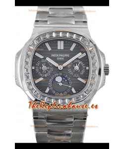 Patek Philippe Nautilus 5740 Perpetual Calendar Acero Inoxidable Dial Gris Reloj Réplica Suiza 
