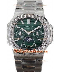 Patek Philippe Nautilus 5740 Perpetual Calendar Acero Inoxidable Dial Verde Reloj Réplica Suiza 