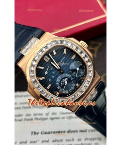 Patek Philippe Nautilus 5712R 1:1 Quality Reloj Réplica Suiza en Dial Azul Correa Azul