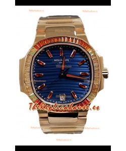 Patek Philippe Nautilus 7118R 35MM 1:1 Caja Oro Rosado Dial Azul Reloj Réplica Espejo 1:1