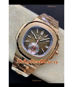 Patek Philippe Nautilus 5980/R Cronógrafo Oro Rosado en Caja de Acero 904L Dial Marrón - Réplica Espejo 1:1