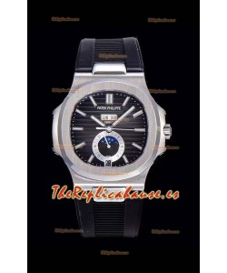 Patek Philippe Nautilus 5726A Reloj a Espejo 1:1 Dial Negro Correa de Goma