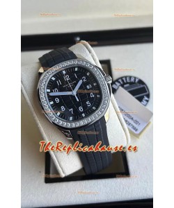 Patek Philippe Aquanaut 5267 Réplica Suizo Dial Negro en Acero Inoxidable Bisel Diamantes 38.5MM