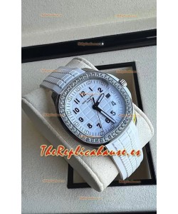 Patek Philippe Aquanaut 5267 Réplica Suizo Dial Blanco Dial en Acero Inoxidable Bisel Diamantes 38.5MM