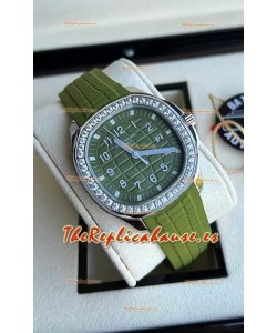 Patek Philippe Aquanaut 5267 Réplica Suiza Dial Verde en Acero Inoxidable Bisel Diamantes 38.5MM
