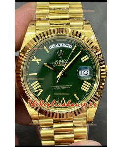Rolex Day Date Presidential Reloj Oro Amarillo 18K 40MM - Dial Verde Calidad a Espejo 1:1