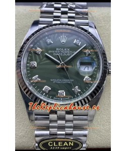 Rolex Datejust Movimiento Cal.3235 Reloj Réplica a Espejo 1:1 Acero 904L 36MM - Dial Verdecon Motivo de Palma