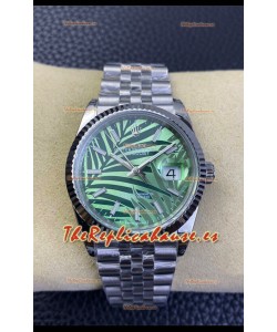Rolex Datejust Movimiento Cal.3235 Reloj Réplica Espejo 1:1 Acero 904L 36MM - Dial Verde con Motivos de Palmeras