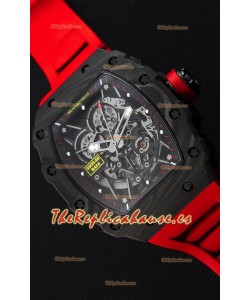 Richard Mille RM35-2 Rafael Nadal Caja de Carbón Forjado con Correa de Goma color Rojo