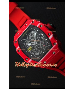 Richard Mille RM35-02 Caja de Carbón Forjado de una sola Pieza color Rojo con Correa color Rojo