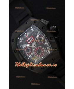 Richard Mille RM011-FM Felipe Massa Reloj de Caja de Carbón color Negro Forjado de una Sola pieza en Correa negra