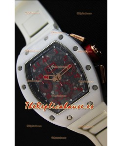Richard Mille RM011-FM Felipe Massa Reloj con Caja de Cerámica color Blanco correa en color Blanco