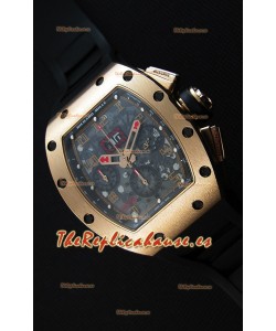 Richard Mille RM011-FM Felipe Massa Reloj en caja de Titanio chapada en Oro Rosado, correa Negra