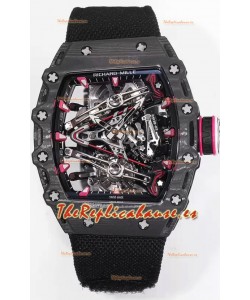 Richard Mille RM38-02 Reloj Carbono Caja Bubba Watson Correa Nylon Negra Movimiento Tourbillon Réplica Espejo 1:1