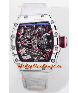 Richard Mille RM38-02 Carbon Casing Bubba Watson Nylon Blanco Tourbillon Movement Réplica Espejo 1:1