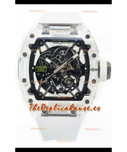 Richard Mille RM35-02 Rafael Nadal Caja de Zafiros Transparente con Genuino Tourbillon Reloj Super Clone