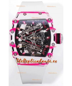 Richard Mille RM38-02 Carbono Blanco/Rosado Bubba Watson Goma Blanca Movimiento Tourbillon Réplica Espejo 1:1