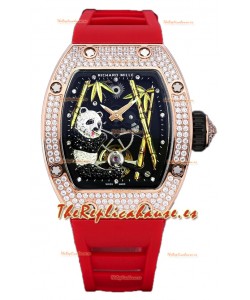 Richard Mille RM26-01 Tourbillon Panda Caja Oro Rosado Reloj Movimiento Suizo