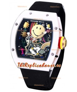Richard Mille RM088 Smiley Tourbillon Caja Cerámic Negra Correa Nylon Negra Reloj Réplica