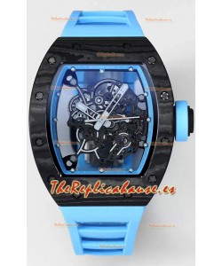 Richard Mille RM055 Caja Carbono Negro Goma Azul Reloj Superclone 1:1 Genuino Tourbillon