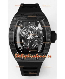 Richard Mille RM055 Caja Carbono Negro Goma Negra Reloj Superclone 1:1 Genuino Tourbillon