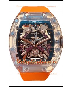 Richard Mille RM047 Samurai Genuino Tourbillon Reloj Correa Narajna Caja en Zafiro