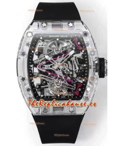 Richard Mille RM38-02 Zafiro Bubba Watson Genuino Movimiento Tourbillon Goma Negra Réplica Espejo 1:1