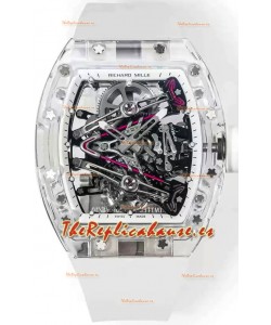 Richard Mille RM38-02 Zafiro Bubba Watson Genuino Movimiento Tourbillon Goma Blanca Réplica Espejo 1:1