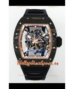 Richard Mille RM055 Caja Carbono Negra Llantas Oro Reloj Superclone 1:1 Genuino Tourbillon