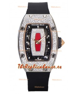 Richard Mille RM007 Superclone Reloj Réplica Suiza Automático Acero 904L Dial Rojo Pavimentado Diamantes