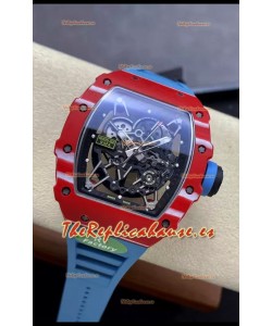 Richard Mille RM35-02 Rafael Nadal Carbono Correa Azul con Genuino Tourbillon Reloj Super Clone