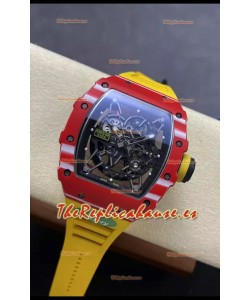 Richard Mille RM35-02 Rafael Nadal Reloj Carbono Rojo Correa Amarilla con Tourbillon Genuino Super Clone