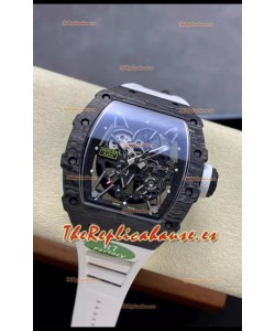 Richard Mille RM35-02 Rafael Nadal Reloj Carbono Negro Correa Blanca con Tourbillon Genuino Super Clone
