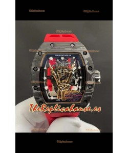 Richard Mille RM66 Flying Genuino Tourbillon Cerámica Negra Correa Roja Reloj Réplica Superclone