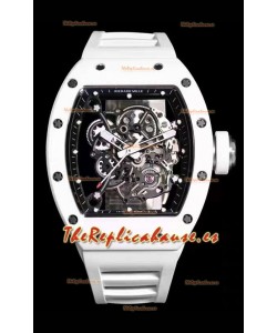 Richard Mille RM055 Caja Cerámica Blanca Reloj Réplica a Espejo 1:1 Correa Blanca