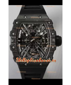 Richard Mille RM12-01 Caja Fibra de Carbono Genuino Movimiento Tourbillon Reloj Réplica Espejo 1:1