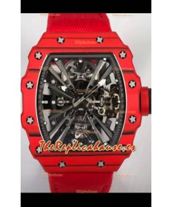 Richard Mille RM12-01 Caja Fibra de Carbono Genuino Movimiento Tourbillon Reloj Réplica Espejo 1:1