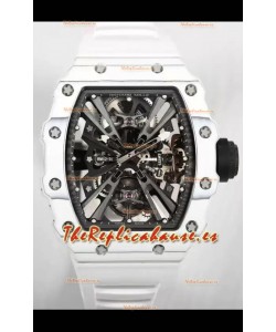 Richard Mille RM12-01 Caja Fibra de Carbono Blanca Genuino Movimiento Tourbillon Reloj Réplica Espejo 1:1