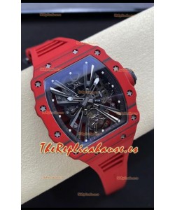 Richard Mille RM12-01 Caja Fibra de Carbono Genuino Movimiento Tourbillon Reloj Réplica Espejo 1:1