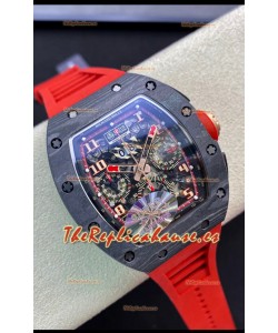 Richard Mille RM011 Felipe Massa Espejo 1:1 Caja de Carbono Forjado Negra Correa Roja