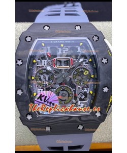 Richard Mille RM011 Felipe Massa Espejo 1:1 Reloj Caja de Carbono Forjado Negro Correa Gris