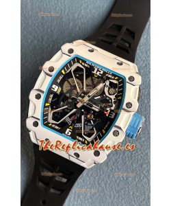 Richard Mille RM35-03 Edición Rafael Nadal Caja Fibra de Carbono Blanca Reloj Réplica Espejo 1:1 Correa Negra