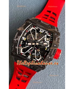 Richard Mille RM35-03 Edición Rafael Nadal Caja Fibra de Carbono Negra Reloj Réplica Espejo 1:1 Correa Roja