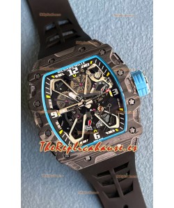 Richard Mille RM35-03 Edición Rafael Nadal Caja Fibra de Carbono Negra Reloj Réplica Espejo 1:1 Correa Negra