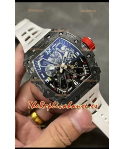 Richard Mille RM35-03 Edición Rafael Nadal Caja Fibra de Carbono Negra Reloj Réplica Espejo 1:1 Correa Blanca