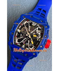 Richard Mille RM35-03 Edición Rafael Nadal Caja Fibra de Carbono Azul Reloj Réplica Espejo 1:1 Correa Azul