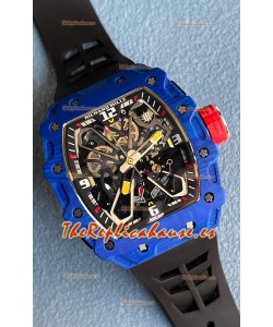 Richard Mille RM35-03 Edición Rafael Nadal Caja Fibra de Carbono Azul Reloj Réplica Espejo 1:1 Correa Negra