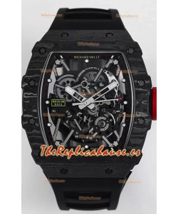 Richard Mille RM35-02 Rafael Nadal Caja de Fibra de Carbono con Genuino Tourbillon Reloj Super clone