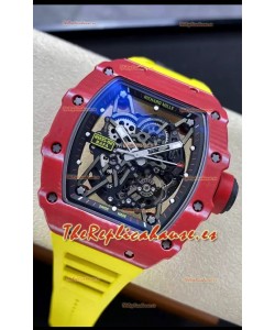 Richard Mille RM35-02 Rafael Nadal Caja de Fibra de Carobono Roja Red con Genuino Tourbillon Reloj Super Clon